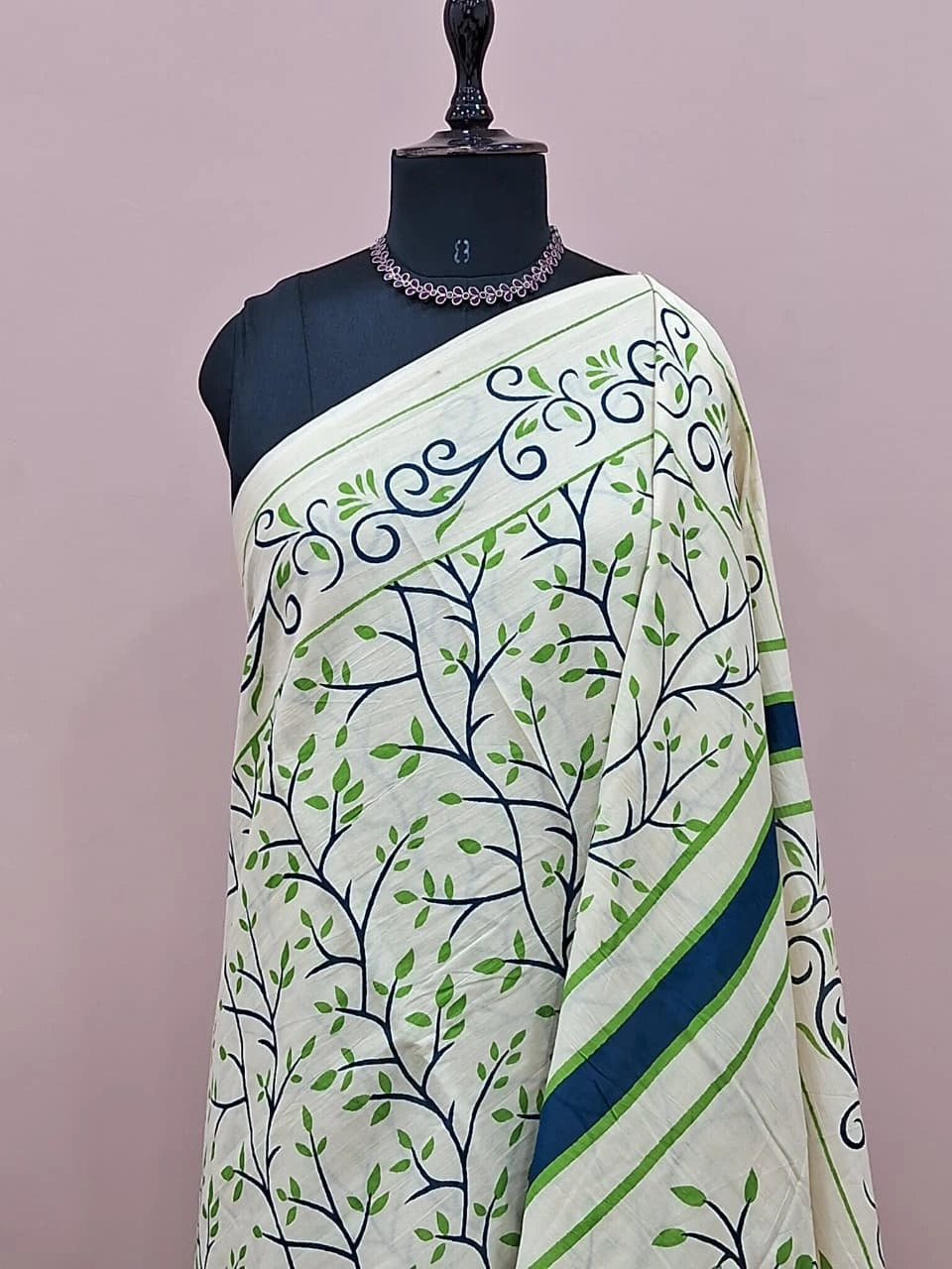 Cream Mulmul Cotton Saree 1