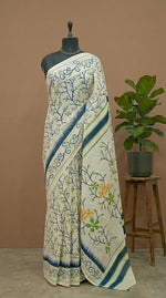 Cream Mulmul Cotton Saree