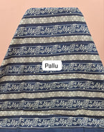 Deep Blue Mulmul Cotton Saree Pallu