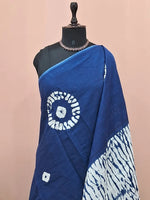 Navy Blue Mulmul Cotton Saree 1