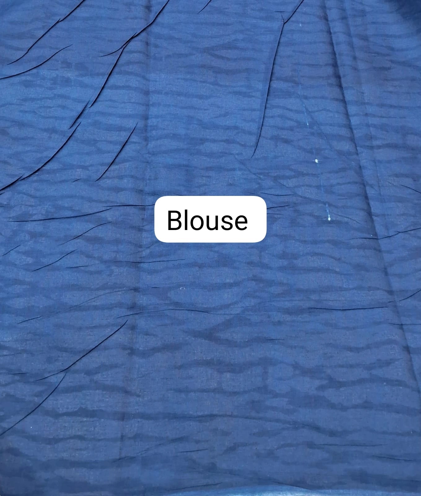 Navy Blue Mulmul Cotton Saree Blouse