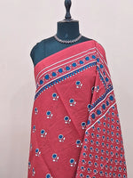 Brick Red Mulmul Cotton Saree 1