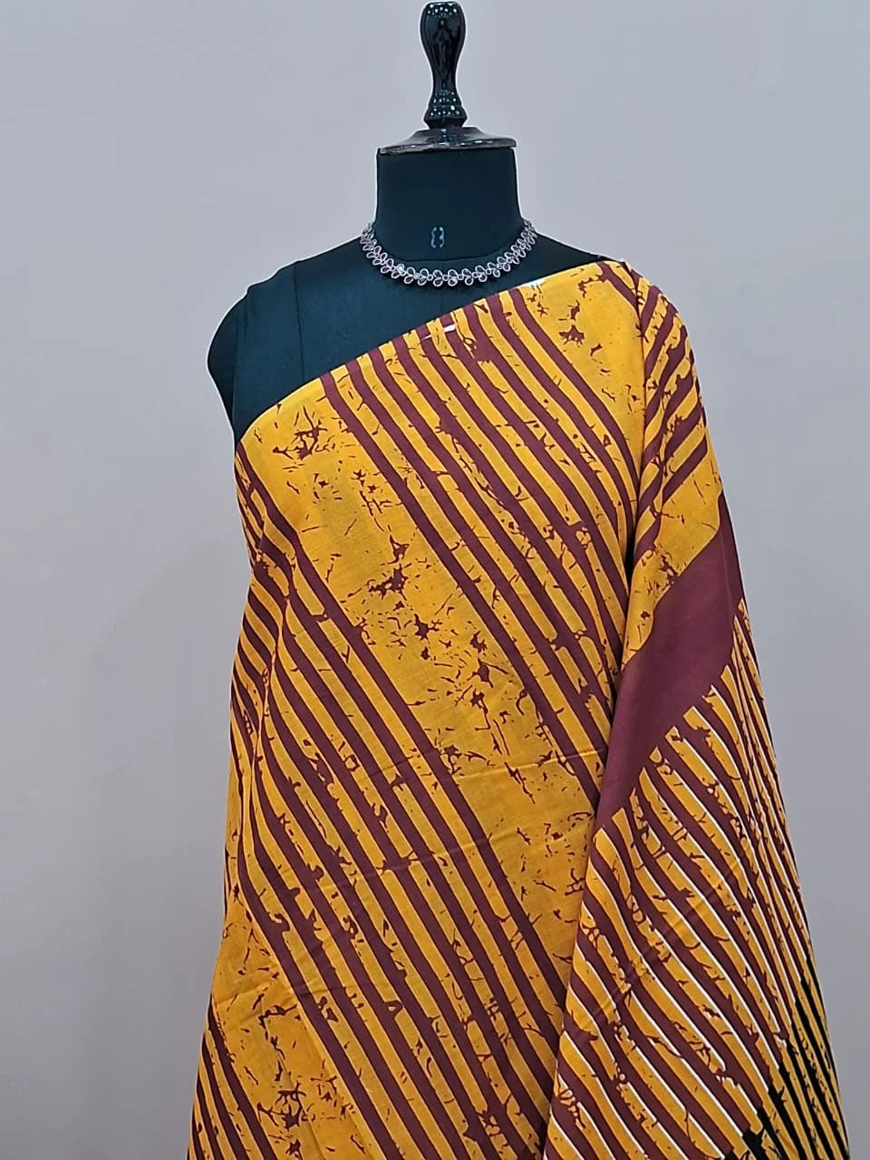 Mustard Yellow Mulmul Cotton Saree 1