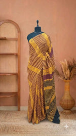 Mustard Yellow Mulmul Cotton Saree