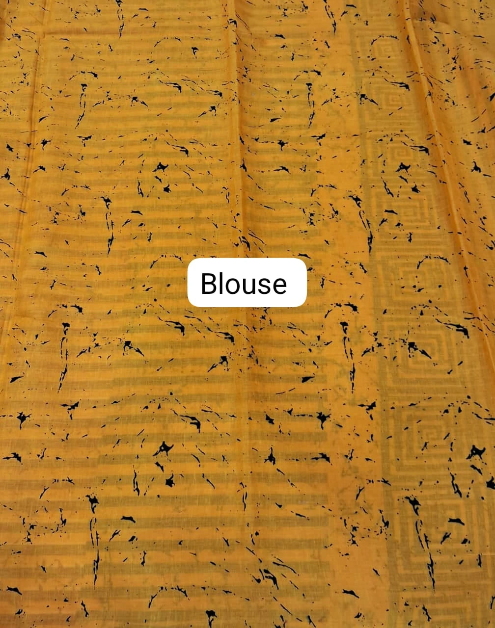 Mustard Yellow Mulmul Cotton Saree Blouse