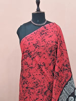 Rust Red Mulmul Cotton Saree 1