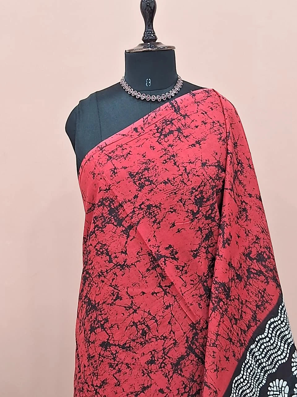 Rust Red Mulmul Cotton Saree 1