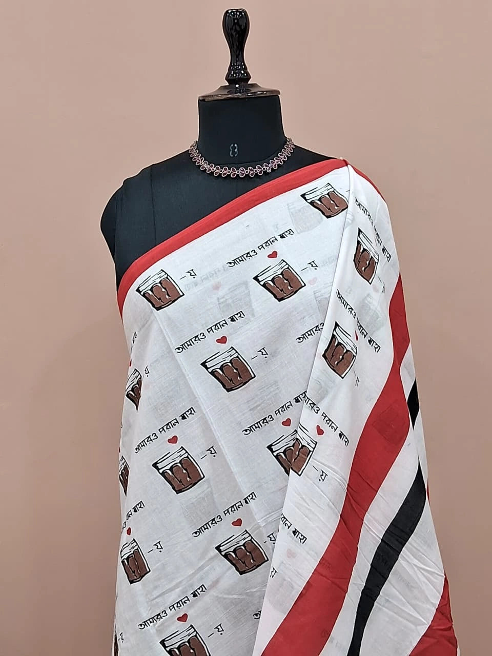 White Mulmul Cotton Saree 1