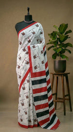White Mulmul Cotton Saree
