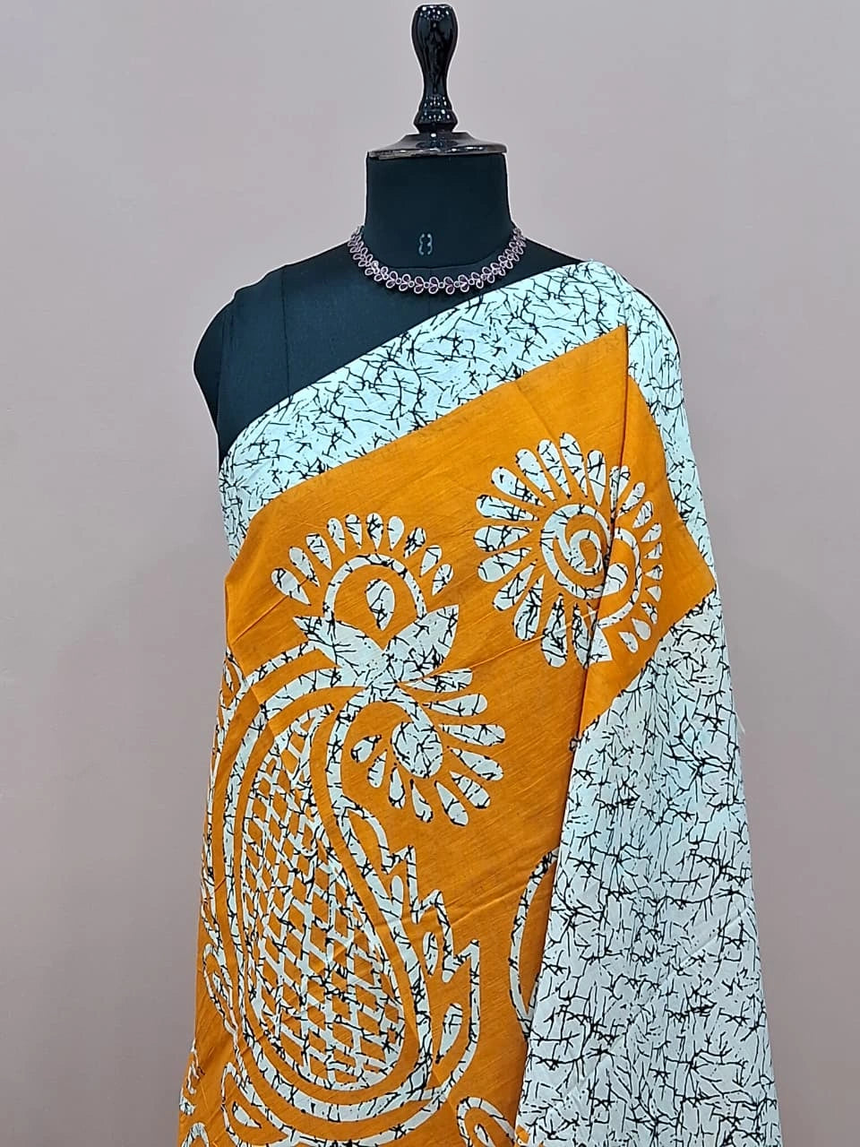 Mango Yellow Mulmul Cotton Saree 1