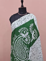 Green Pure Mulmul Cotton Saree 1