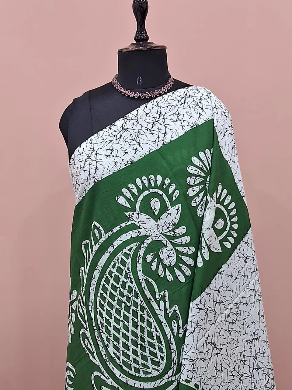 Green Pure Mulmul Cotton Saree 1
