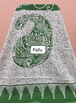 Green Pure Mulmul Cotton Saree pallu