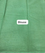 Green Pure Mulmul Cotton Saree blouse