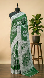 Green Pure Mulmul Cotton Saree