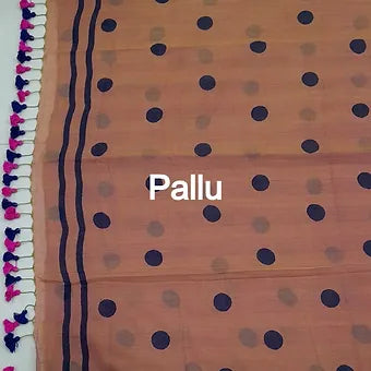 Dual ( pink )  mulmul cotton saree pallu