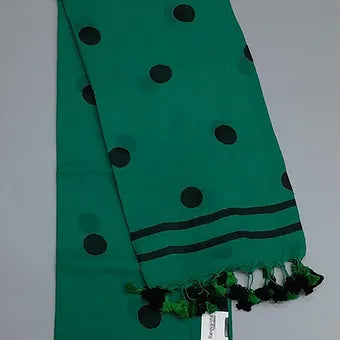 Green mulmul cotton saree 