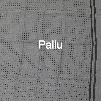 Grey mulmul cotton saree pallu