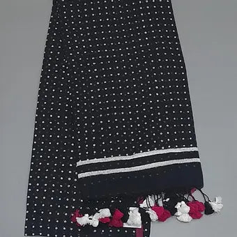 Black mulmul cotton saree