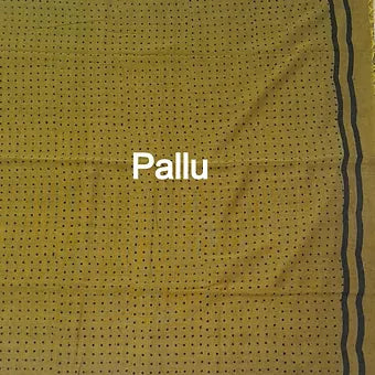 Olive green mulmul cotton saree Pallu