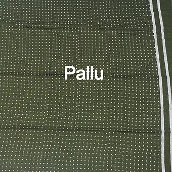 Green mulmul cotton saree pallui