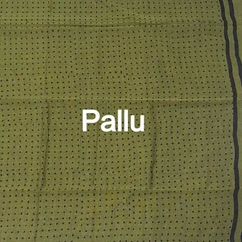 Mehandi green mulmul cotton saree Pallu