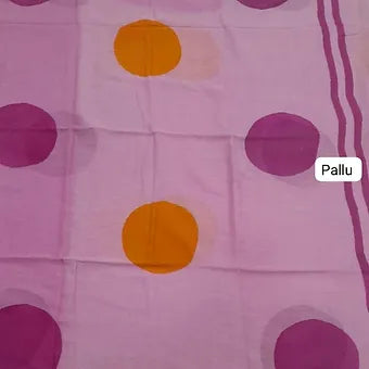 Baby pink mulmul cotton saree pallu