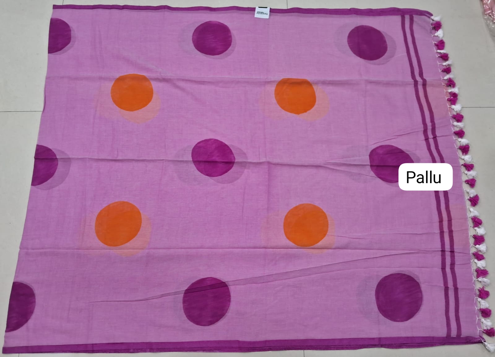 Pink Mulmul Cotton Saree  Pallu