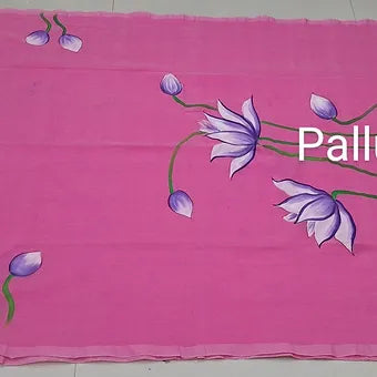 Baby pink mulmul cotton saree pallu