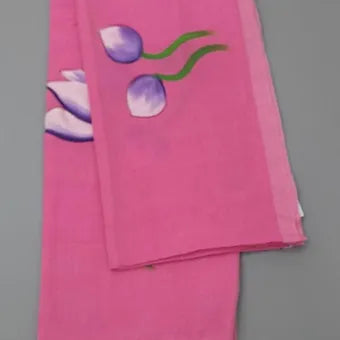 Baby pink mulmul cotton saree