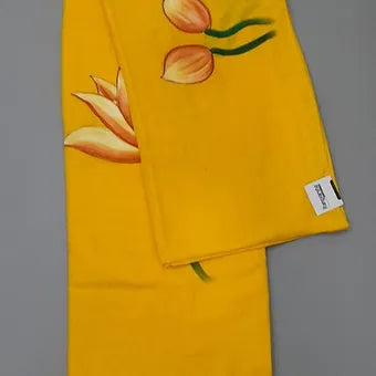 Yellow mulmul cotton saree