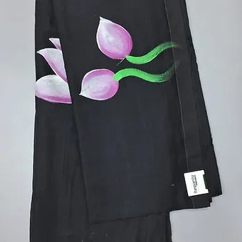 Black mulmul cotton saree