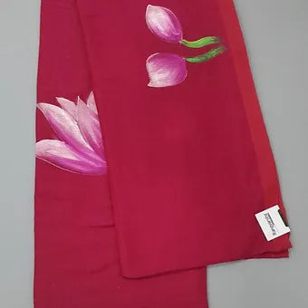 Pink mulmul cotton saree