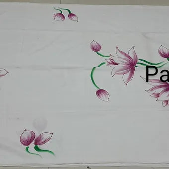 White mulmul cotton saree pallu