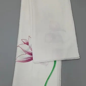 White mulmul cotton saree