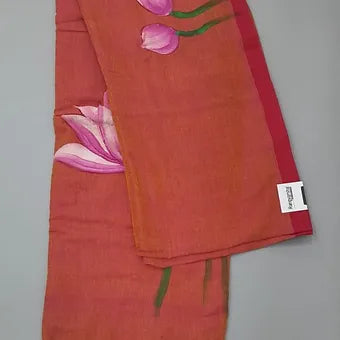 Rust shade mulmul cotton saree