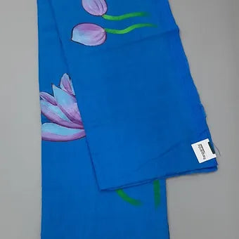 Blue mulmul cotton saree