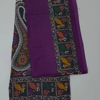 Purple mulmul cotton saree 