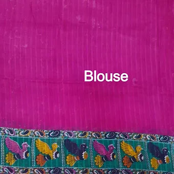 Rani pink mulmul cotton saree blouse