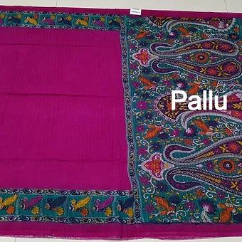 Rani pink mulmul cotton saree pallu