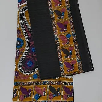 Black mulmul cotton saree