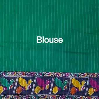 Parrot green mulmul cotton saree