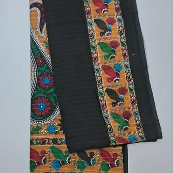 Black mulmul cotton saree