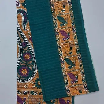 Leaf green mulmul cotton saree