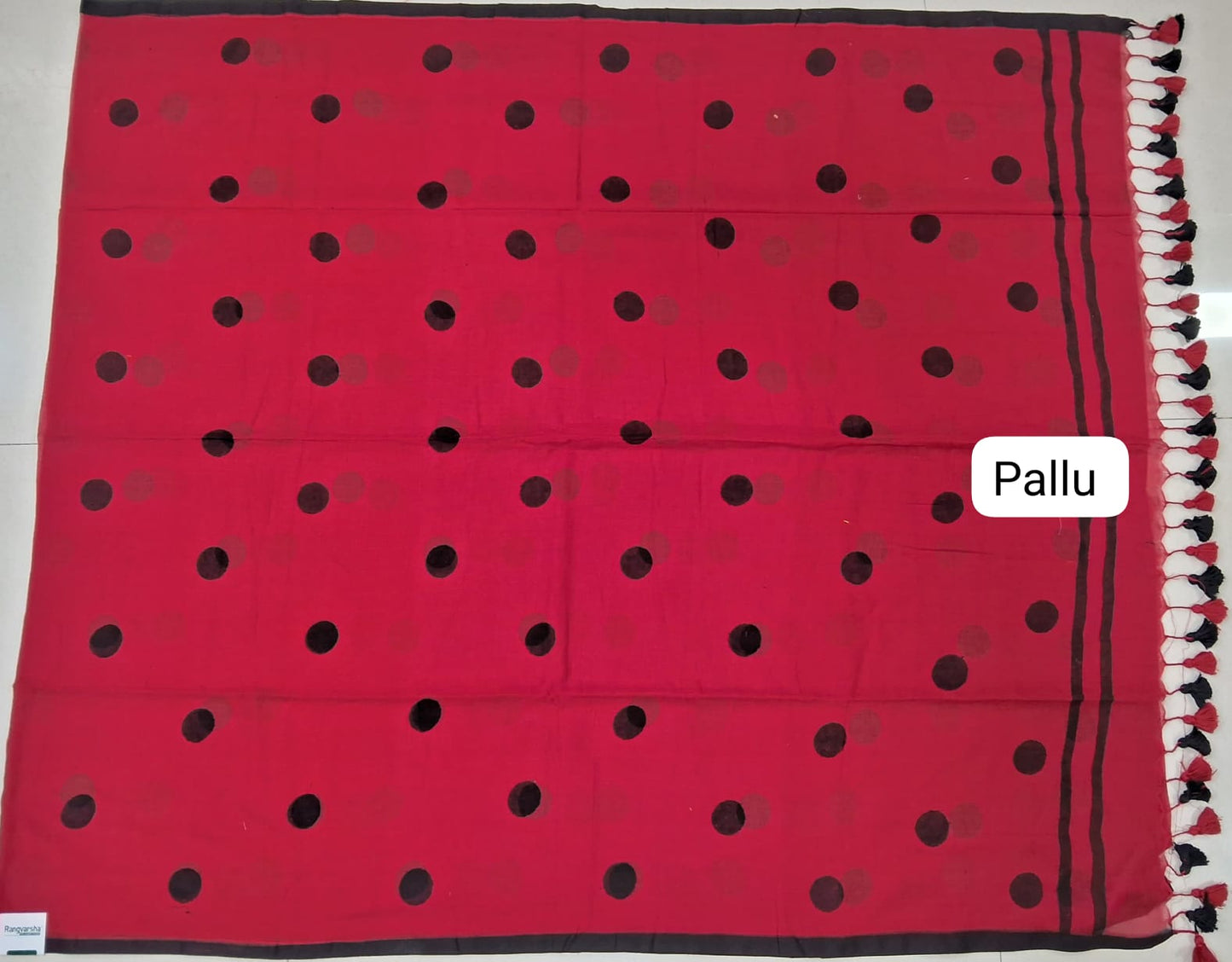 Reddish Pink Mulmul Cotton Saree pallu