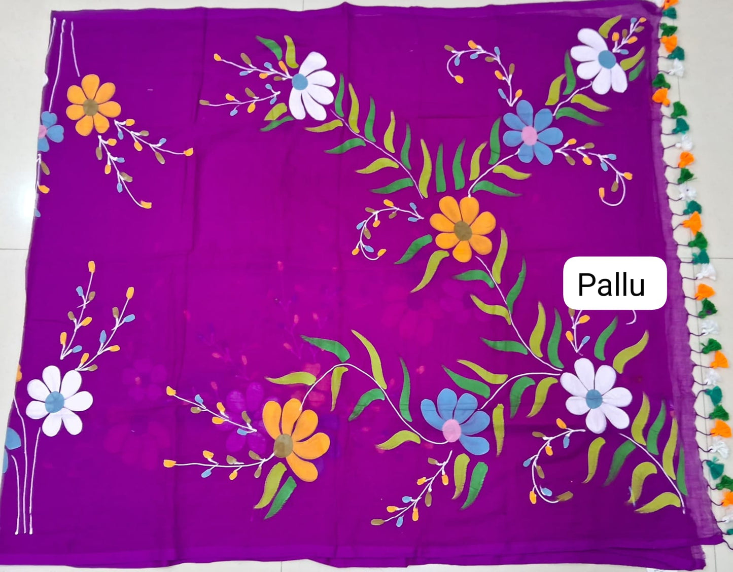 Raspberry Pink Mulmul Cotton Saree pallu