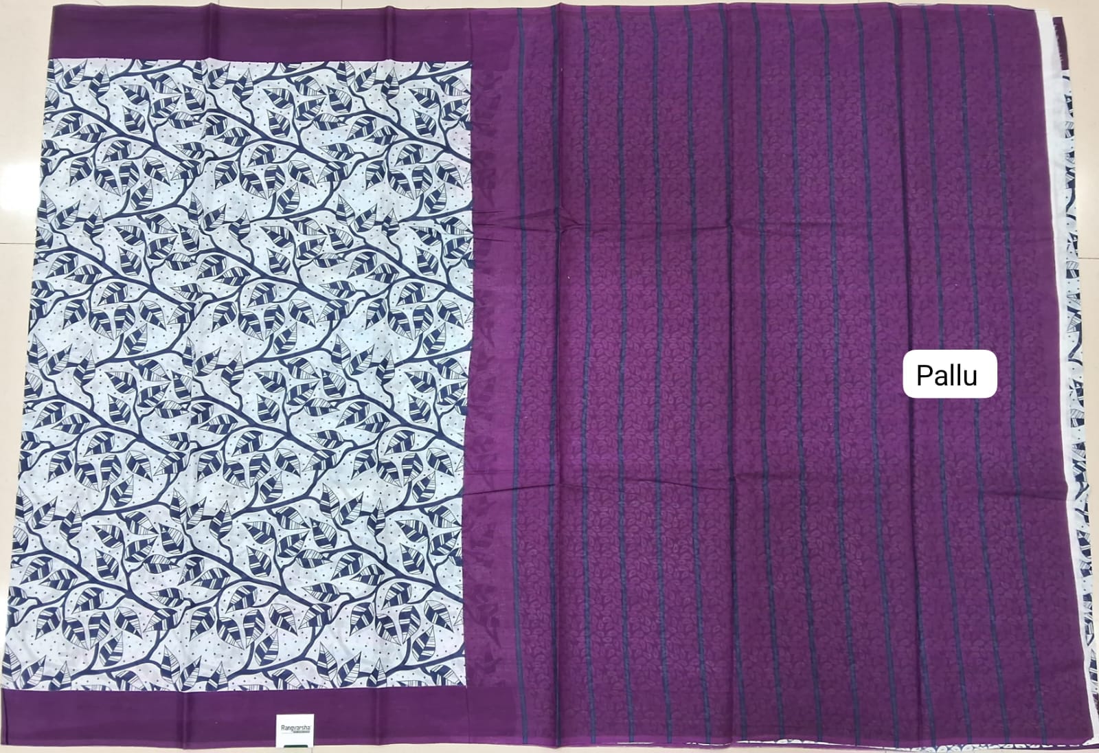 White Mulmul Cotton Saree pallu
