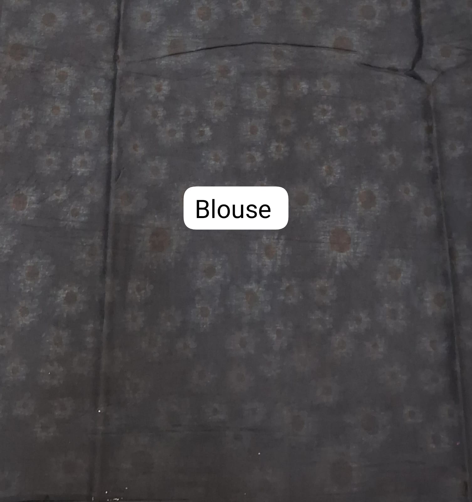 Greyish-Blue Mulmul Cotton Saree blouse