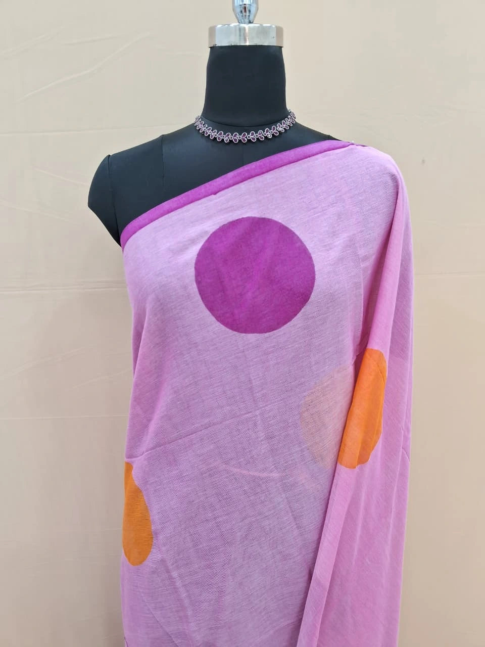 Pink Mulmul Cotton Saree 1