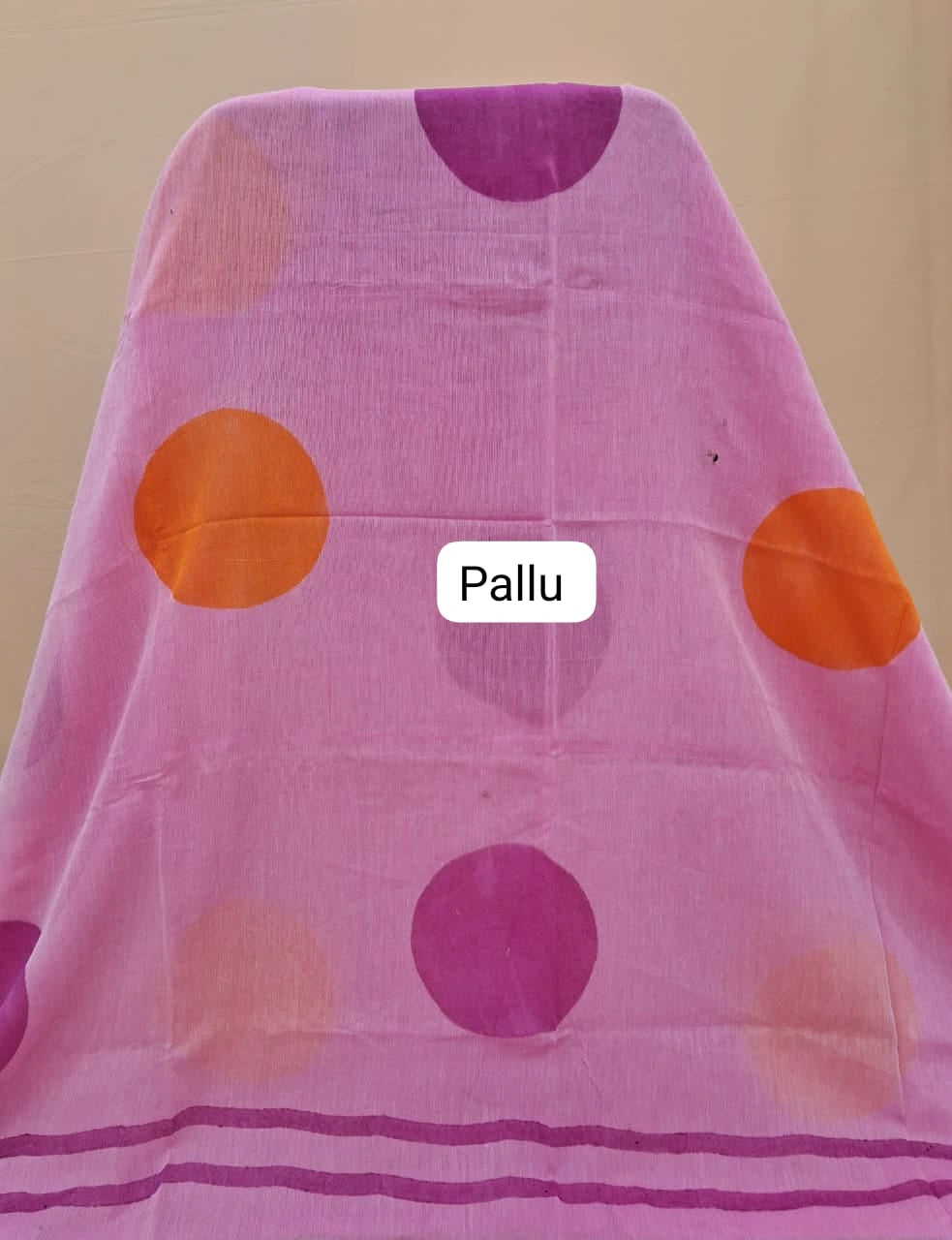 Pink Mulmul Cotton Saree Pallu